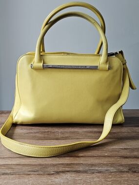 Porsche Design Yellow Leather Twin Satchel Shoulder Bag Italy Handbag Purse
